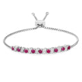 Genuine Ruby and White Topaz Bolo Bracelet by Fine Color Jewels