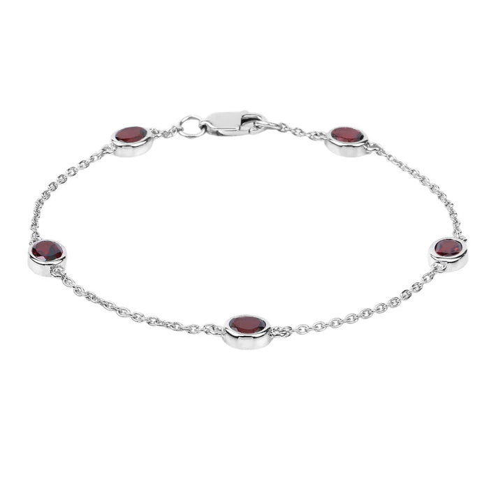 Genuine Garnet By The Yard Dainty Bracelet by Fine Color Jewels