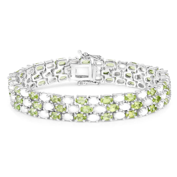 Genuine Opal and Peridot Tennis Bracelet by Fine Color Jewels