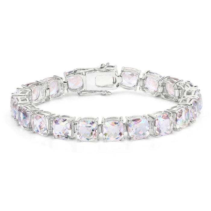 Genuine Opal Rainbow Quartz Tennis Bracelet by Fine Color Jewels