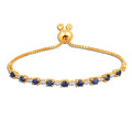 Genuine Blue Sapphire Diamond Bolo Bracelet by Fine Color Jewels