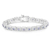 2.40 Ct Round Violet Tanzanite Square Halo Sterling Silver Inline Tennis Bracelet