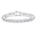 2.40 Ct Round Violet Tanzanite Square Halo Sterling Silver Inline Tennis Bracelet by Fine Color Jewels