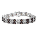 12.60 Ct Oval Brown Smoky Quartz Prong Silver Double Row Crossover Tennis Bracelet by Fine Color Jewels