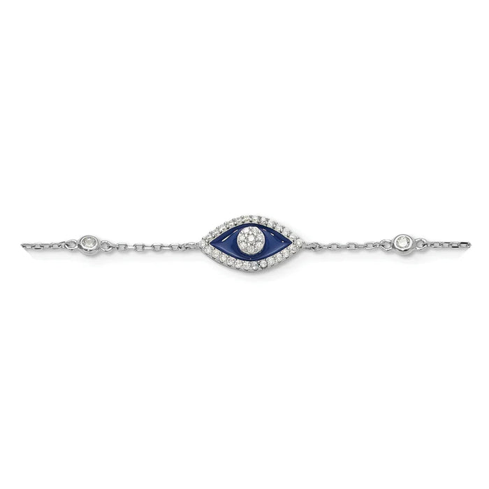 Cubic Zirconia Enamel Evil Eye Bracelet by Fine Color Jewels