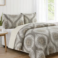 DaDa Bedding Rustic Grey Mosaic Distressed Medallion Reversible Quilted Bedspread Set (SD16299) by DaDalogy Bedding Collection