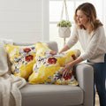 DaDa Bedding Set of 2 Sunshine Yellow Hummingbirds Floral Scalloped Throw Pillow Covers, 18" (JHW925) by DaDalogy Bedding Collection
