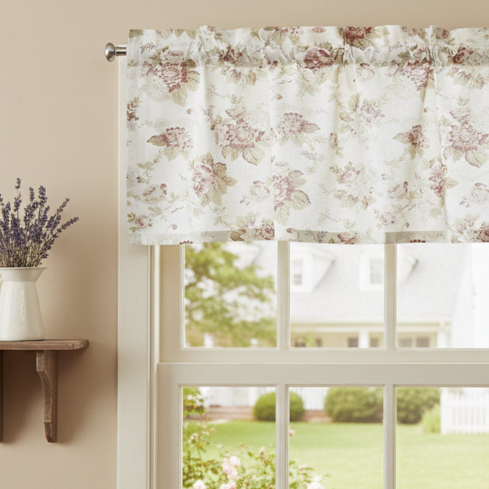 DaDa Bedding Dainty Floral Garden Pastel Roses Cottage Window Curtain Valance - 18" x 52" (3036) by DaDalogy Bedding Collection