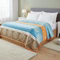 DaDa Bedding Papaya Beach Orange & Blue Reversible Soft Fleece Flannel Throw Blanket (XY9841) by DaDalogy Bedding Collection