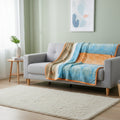 DaDa Bedding Papaya Beach Orange & Blue Reversible Soft Fleece Flannel Throw Blanket (XY9841) by DaDalogy Bedding Collection