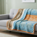 DaDa Bedding Papaya Beach Orange & Blue Reversible Soft Fleece Flannel Throw Blanket (XY9841) by DaDalogy Bedding Collection