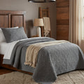 DaDa Bedding Floral Vintage Stone Wash Grey Matelassé Ash Silver Diamond Pattern Quilted Bedspread Set (JHW855) by DaDalogy Bedding Collection