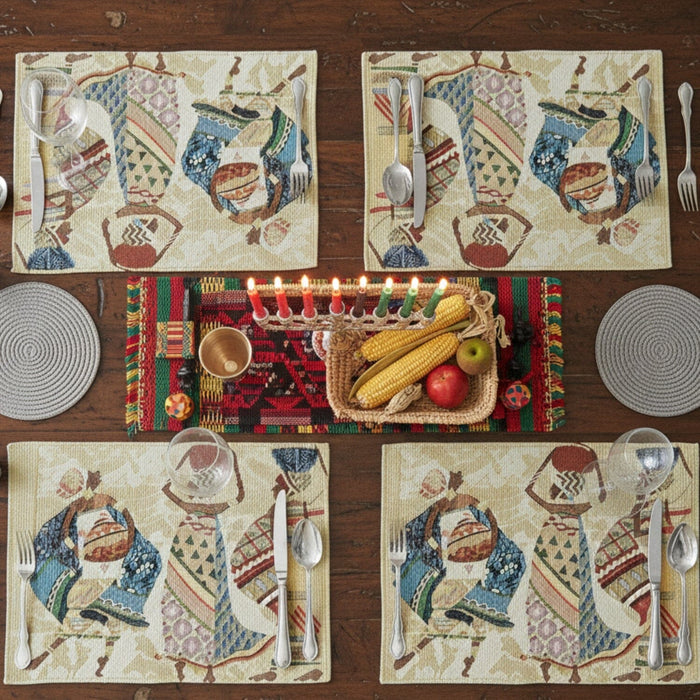 DaDa Bedding Set of 4-Pieces Dancing Women African Kwanzaa Tapestry Dining Table Placemats 13” x 19” (18117) by DaDalogy Bedding Collection