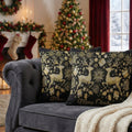 DaDa Bedding Magical Golden Reindeer Woven Tapestry Throw Pillow Covers 16" x 16" by DaDalogy Bedding Collection