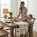 DaDa Bedding Hint of Mint Cottage Floral Roses Quilted Cotton Dining Table Runner (3036) by DaDalogy Bedding Collection