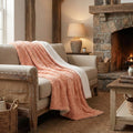 DaDa Bedding Coral Peach Rose Faux Fur Sherpa Throw Blanket by DaDalogy Bedding Collection