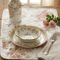 DaDa Bedding Set of 4-Pieces Dainty Cottage Floral Roses Quilted Cotton Dining Table Placemats 13” x 19” (3036) by DaDalogy Bedding Collection