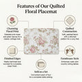 DaDa Bedding Set of 4-Pieces Dainty Cottage Floral Roses Quilted Cotton Dining Table Placemats 13” x 19” (3036) by DaDalogy Bedding Collection