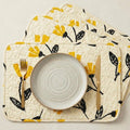DaDa Bedding Botanical Floral Dining Table Placemats - Set of 4-Pieces Quilted Ivory with Yellow Fleur Golden Orange Spring Time Tulips - 13 x 19 by DaDalogy Bedding Collection