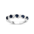 0.64 Ct Round Blue Sapphire and White Topaz Prong Silver Five Stone Ring by Fine Color Jewels