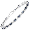 Genuine Blue Sapphire Silver Tennis Bracelet by Fine Color Jewels