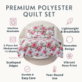 DaDa Bedding Pink Romantic Roses Floral Quilt Set by DaDalogy Bedding Collection