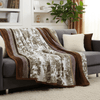 DaDa Bedding Elegant Twilight Lavender Brown Floral Flannel Mink Fleece Throw Blanket (XY9879)