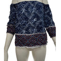 Love By Design Juniors Off The Shoulder Printed Top, Indigo Border, Medium by Vanessa Jane