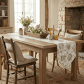 DaDa Bedding Hint of Mint Cottage Floral Roses Quilted Cotton Dining Table Runner (3036) by DaDalogy Bedding Collection