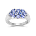 1.70 Ct Oval Violet Tanzanite Prong Silver Cluster Ring by Fine Color Jewels