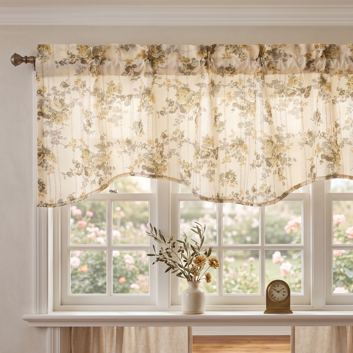DaDa Bedding Vintage Dainty Yellow Floral Cottage Window Curtain Valance - 18" x 52" (JHW-866) by DaDalogy Bedding Collection