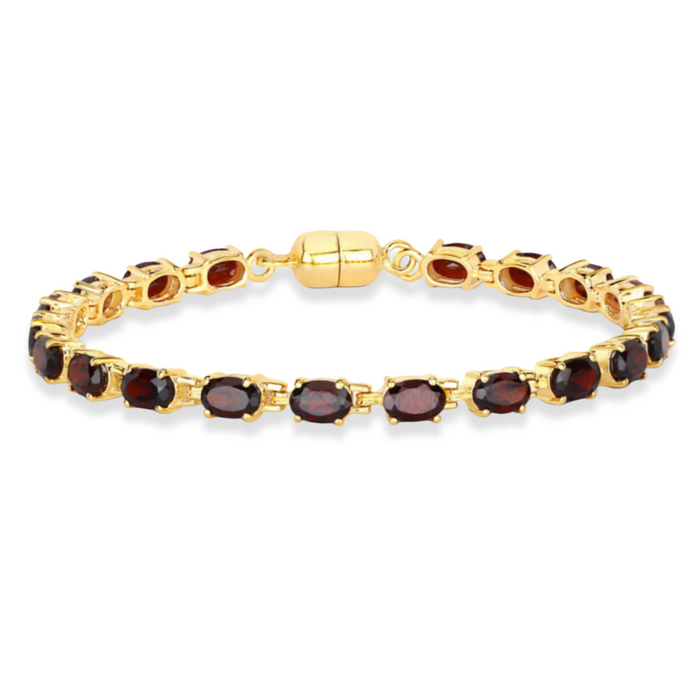 Genuine Garnet Tennis Bracelet by Fine Color Jewels