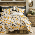 DaDa Bedding Yellow Fleur Floral Quilt Set - Ivory Gold Bedspread by DaDalogy Bedding Collection