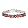 Rhodium Over Silver Garnet Tennis Bracelet