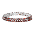 Rhodium Over Silver Garnet Tennis Bracelet by Fine Color Jewels