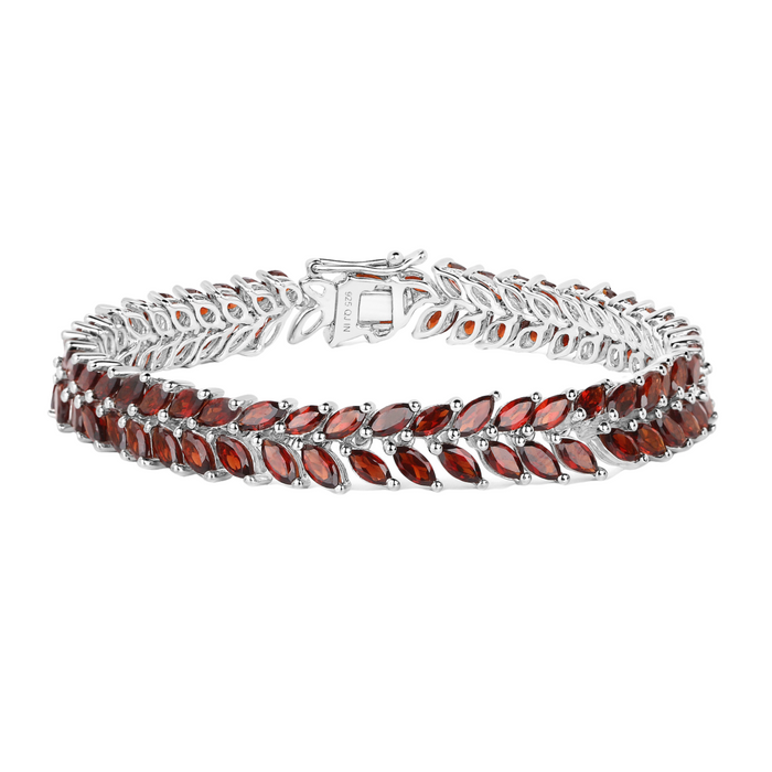 Rhodium Over Silver Garnet Tennis Bracelet by Fine Color Jewels