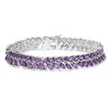 Natural Amethyst Silver Leaf Bracelet by Fine Color Jewels