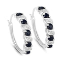Genuine Blue Sapphire Hoop Earrings by Fine Color Jewels