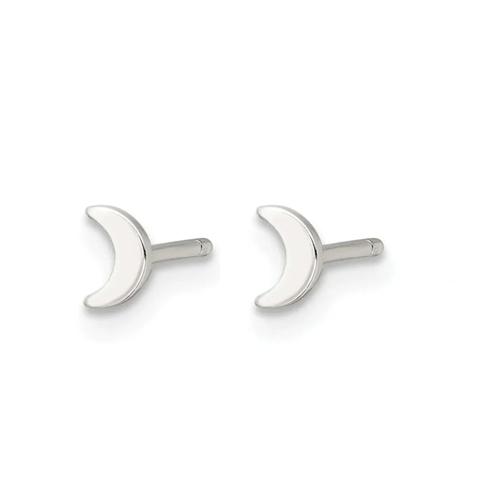 Half Moon Stud Earrings Silver by Fine Color Jewels