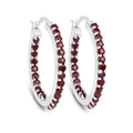 Natural Garnet Hoop Earrings by Fine Color Jewels