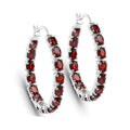 Genuine Garnet Hoop Earrings by Fine Color Jewels