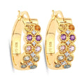 Multicolor Stone Hoop Earrings by Fine Color Jewels