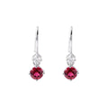 Lab Grown Ruby Round Dangle Drop Earrings by Fine Color Jewels