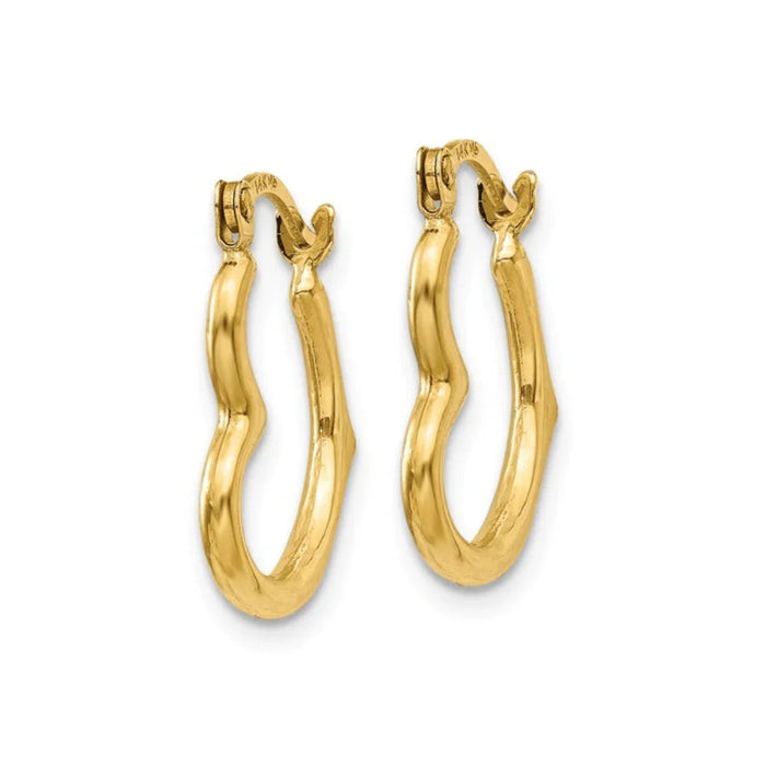 10K Gold Heart Hoop Earrings by Fine Color Jewels