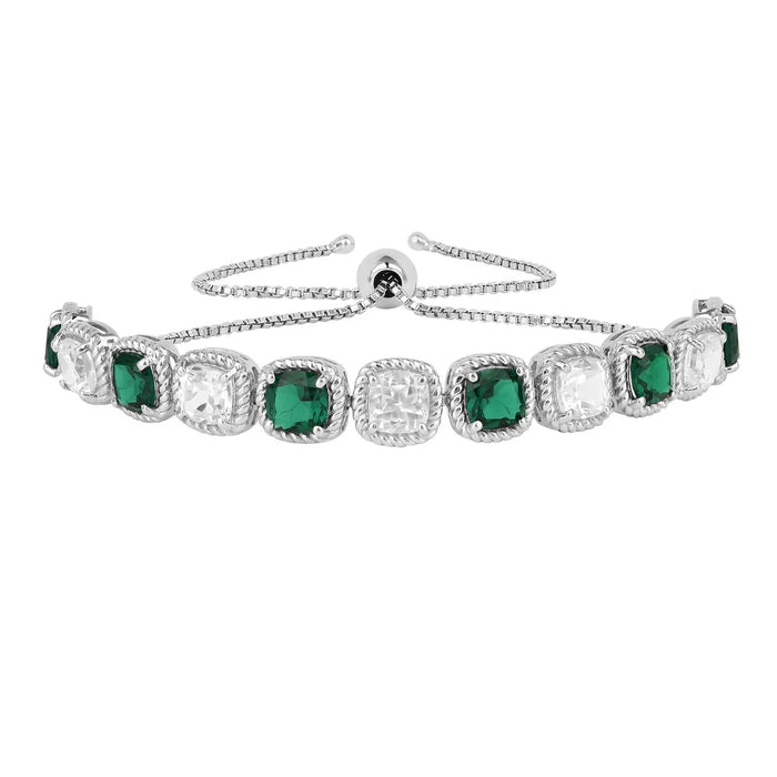 Created Green Emerald Tennis Bracelet by Fine Color Jewels