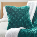 DaDa Bedding Emerald Green Blue Faux Fur Pillow Cover by DaDalogy Bedding Collection