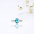 Natural Blue Paraiba Apatite Oval Halo Ring by Fine Color Jewels