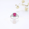 1 Ct Octagon Pink Ruby Prong Silver Split Band Halo Ring by Fine Color Jewels