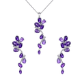 Natural Amethyst Leaf Jewelry Set by Fine Color Jewels