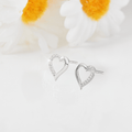 14k White Gold Lab Grown Diamond Open Heart Stud Earrings by Fine Color Jewels